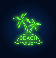 Beach Club Lettering And Island With Palms Neon