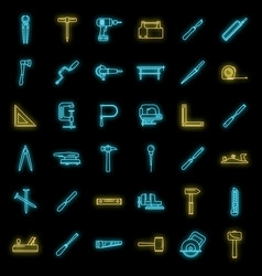 Work Carpenter Tools Icons Set Neon