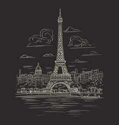 Eiffel Tower Black And White Sketch