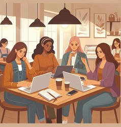 Group Of Women Working In Coffee Shop