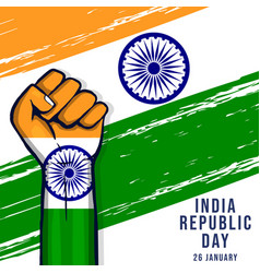 India Republic Day With Hand On Background Indian