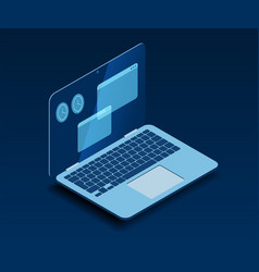 Notebook Icon In Flat Style Computer Laptop On C