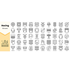 Set Of Racing Icons Simple Line Art Style Icons