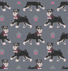 Dog Breed Schnauzer Seamless Pattern Flat