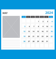 Calendar 2024 Year Template - May Week