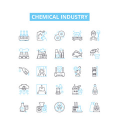 Chemical Industry Line Icons Set Chemicals