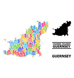 Collage Map Guernsey Island Bank