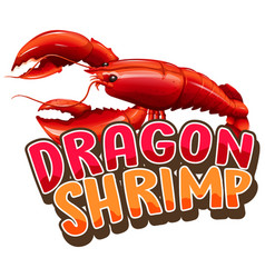 Lobster Cartoon Character With Dragon Shrimp Font