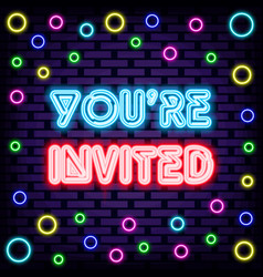 You Are Invited Badge In Neon Style Bright