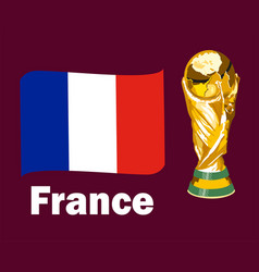 France Flag Ribbon With Trophy World Cup Symbol