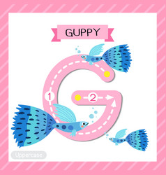 Letter G Uppercase Tracing Blue Guppy Fish