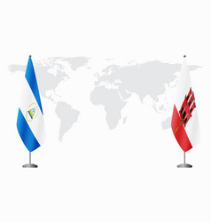 Nicaragua And Gibraltar Flags For Official Meeting