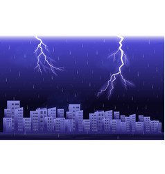 Thunder Storm Lightning Rainy Night City Building