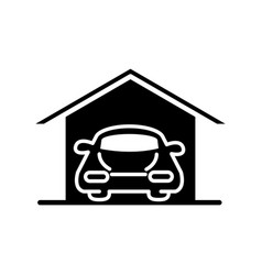 Car Inside Garage Parking Silhouette Style Icon