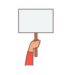 Hand Holding Empty Banner Board Cartoon Sketch