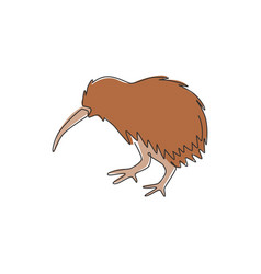 One Single Line Drawing Of Cute Kiwi Animal