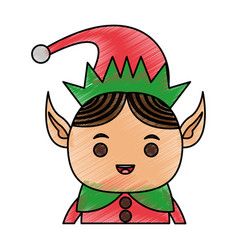 Color Pencil Cartoon Half Body Christmas Elf