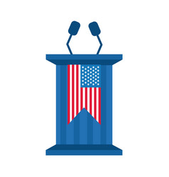 Usa Elections Flag In Speech Podium Flat Style