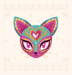 Mexican Culture Hand Drawn Flat Cat