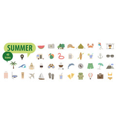 Summer Icon Bright Multicolored Icons Tourism