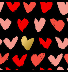 Dry Brush Artwork Red And Gold Hearts Seamless