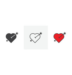 Heart With Arrow Icon Set Wedding Or Valentine