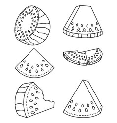 Line Art Collection Of 6 Elements Ripe Watermelons