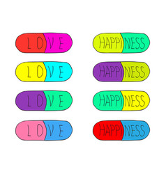 Set Of Capsules With Love And Happiness