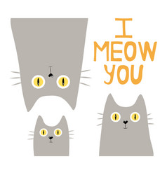 Valentines Day Card With Cute Grey Cats Simple