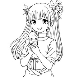 Cute Girl Holding Ice Cream In Her Hand