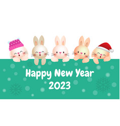 Happy New Year 2023 Group Of Cute Funny Bunny