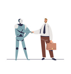 Businessman Shake Hand With Robot Business Man