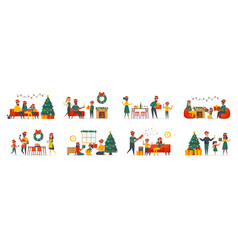 Christmas Family Bundle Of Scenes With Flat People