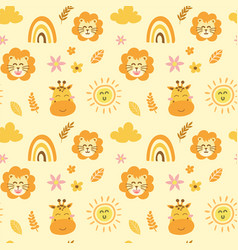 Pattern With Repeating Wild Animal Faces Lion