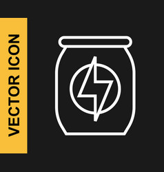 White Line Energy Drink Icon Isolated On Black