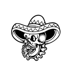 Cinco De Mayo Skull Head With Sombrero Silhouette