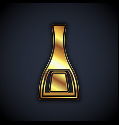 Gold Bottle Of Nail Polish Icon Isolated On Black