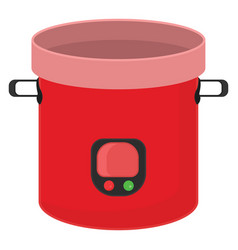 Red Electric Cooker On A White Background