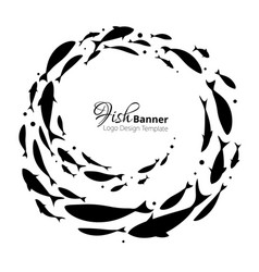 Fish Banner Swirl Template Design Black Circle