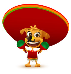 Funny Cheerful Yellow Mexican Dog In Poncho