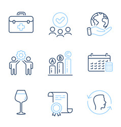 Face Id Employees Teamwork And Graph Chart Icons