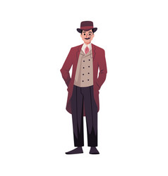 Fashionable Man In Victorian Style Clothes Flat