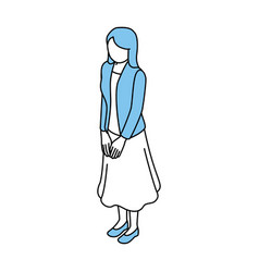 Line Drawing Of A Simple Woman Dressed In Office