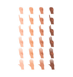 Different Ethnic Hands Gesture Icon Set Fingers