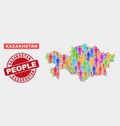 Kazakhstan Map Population People And Dirty Stamp