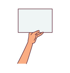 Hand With Empty Horizontal Banner Sketch Cartoon