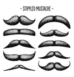 Stippled Vintage Mustache Curly Facial Hair