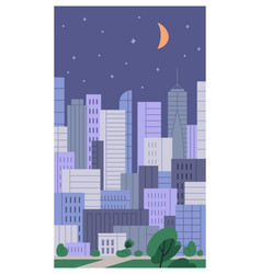 Night City Poster Cityscape Urban Card With High