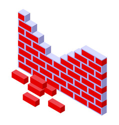 Brick Wall Icon Isometric Worker Team