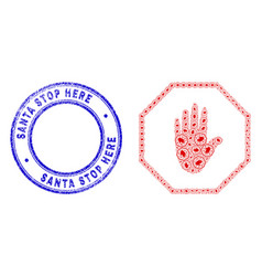 Grunge Santa Stop Here Stamp Seal And Octagon